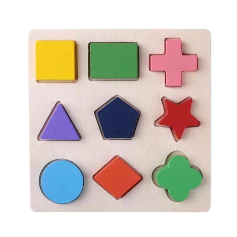 Combo 3 bộ lắp ghép hình học gỗ - Đồ chơi trí tuệ an toàn cho bé