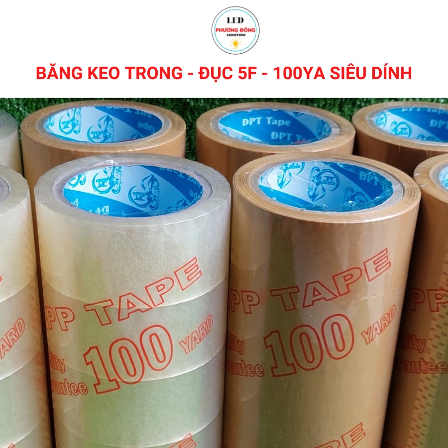 Băng keo trong - đục rộng 5cm - nặng 180gr - 100ya siêu dính