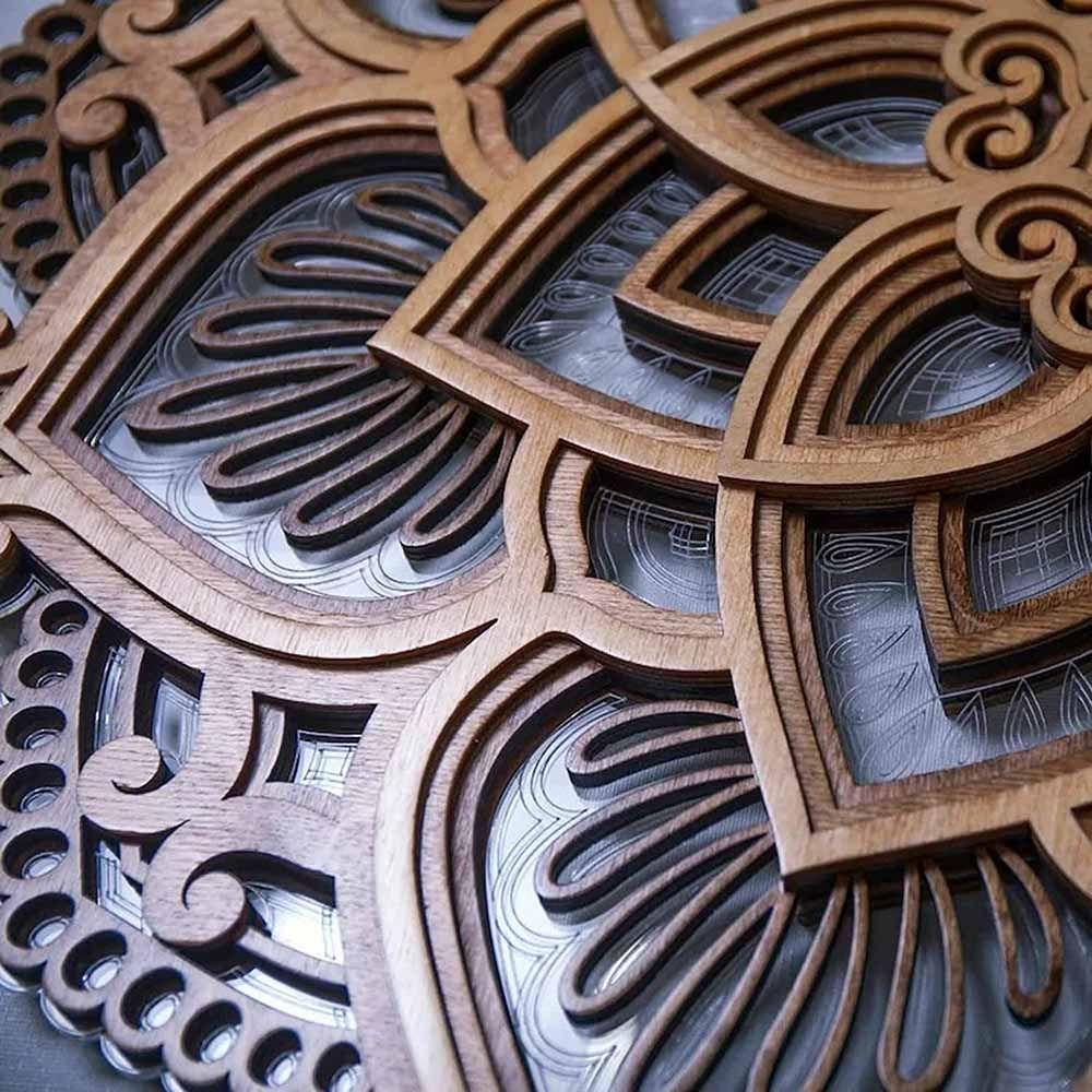 LAKAMIER Mandala Đèn Laser Cắt Laser Nhiều Tầng Trang Trí Phòng Khách Yoga