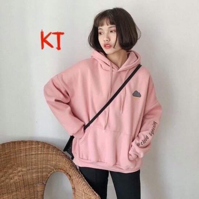 Áo hoodie nỉ mũ logo thời tiết in chữ tay