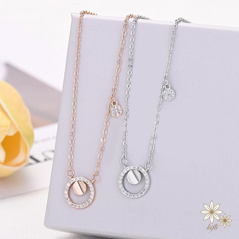 Niche Vòng cổ Mặt Đĩa Nhỏ Đính Kim Cương Sang Trọng Nhẹ Nhàng