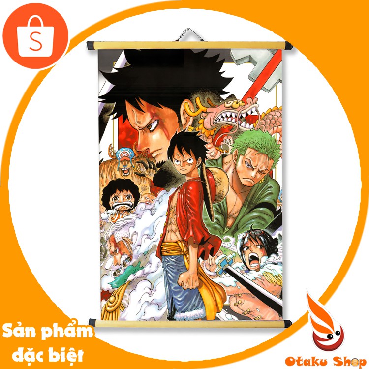 Tranh Treo vải A2 in hình Anime One Piece - Luffy-Zoro-Nami-Usopp-Sanji-Chopper-Robin-Franky-Brook - Otakushop