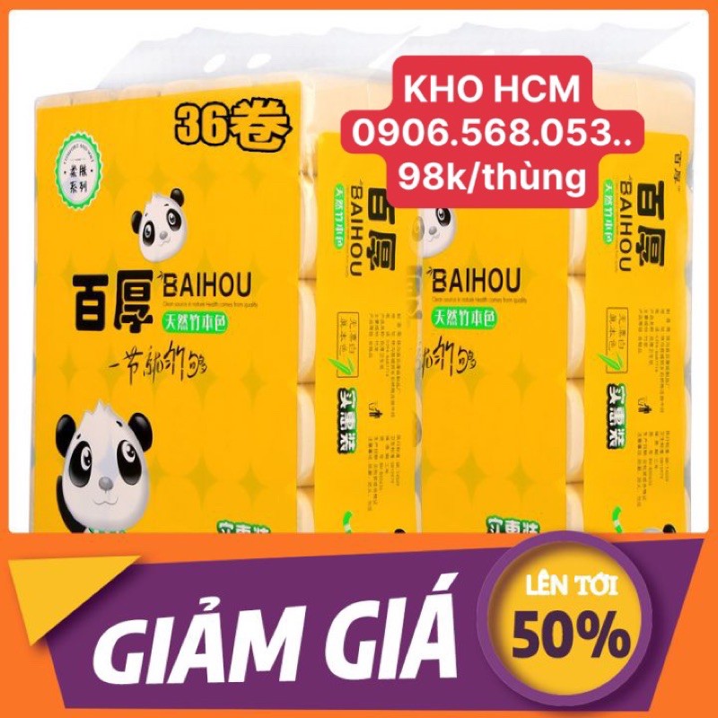 [BAIHOU] Giấy BAIHOU BỊCH 36 CUỘN GIẤY VỆ SINH GẤU TRÚC - Siêu mịn siêu dai