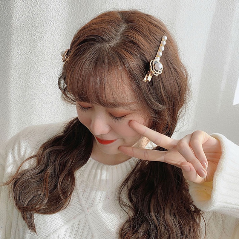 Kẹp tóc một bên đính ngọc trai nhân tạo thời trang 2021