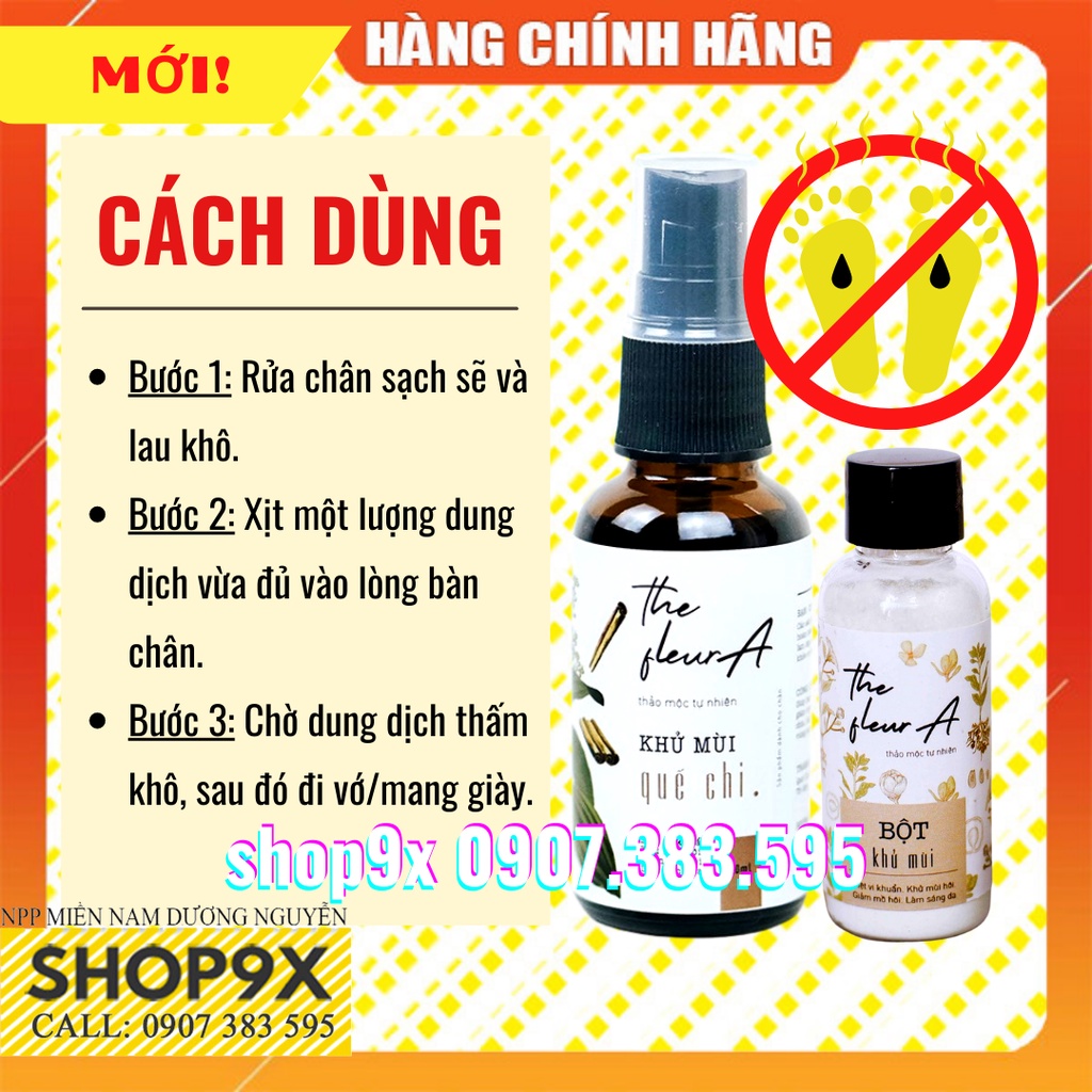 Xịt Hôi Chân Quế Chi - Tràm Trà - Khử Mùi &amp; Ngăn Mồ Hôi Hiệu Quả The FleurA Handmade 30ml