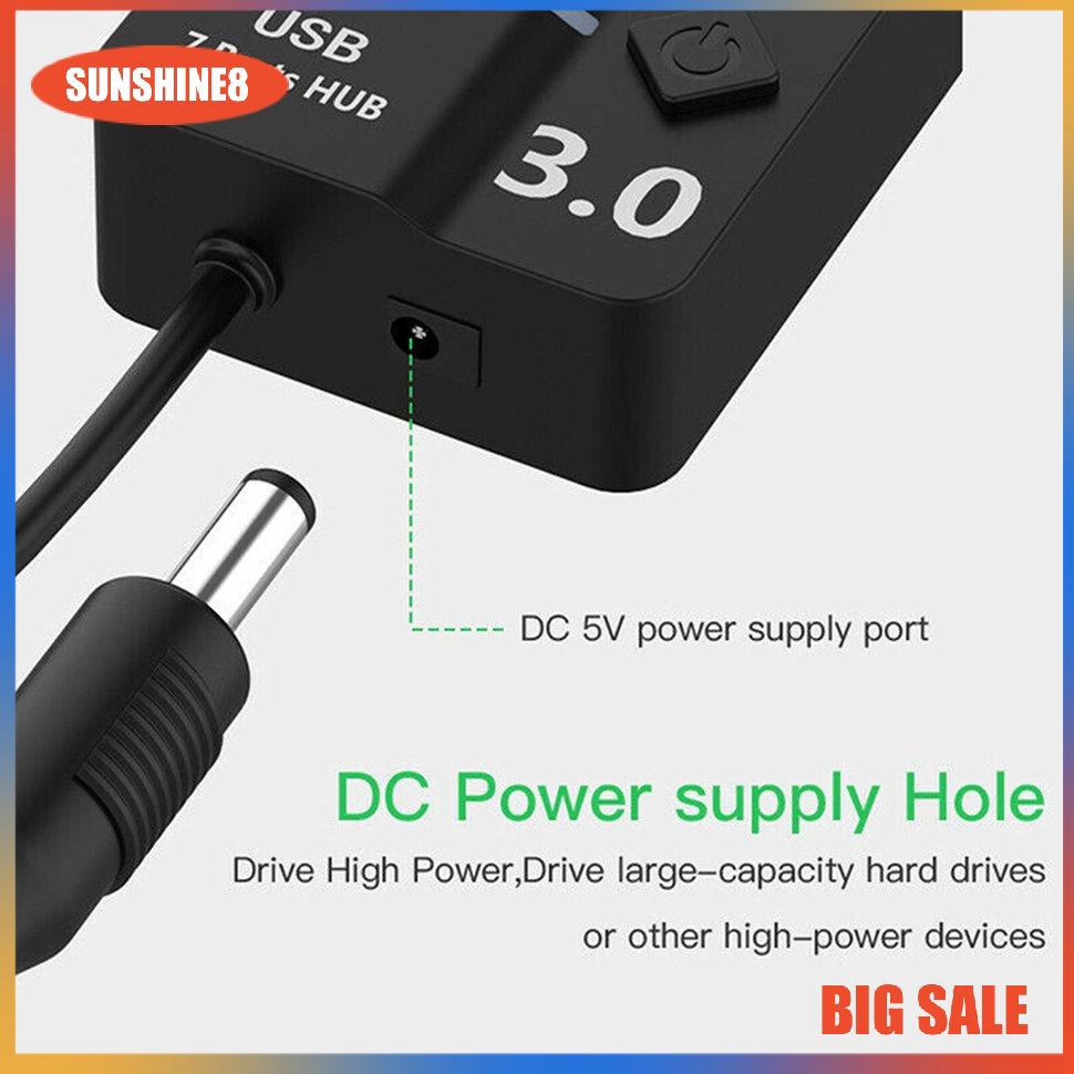 Bộ Chia 7 Cổng Usb 3.0 Hub 5gbps Có Công Tắc Cho Máy Tính