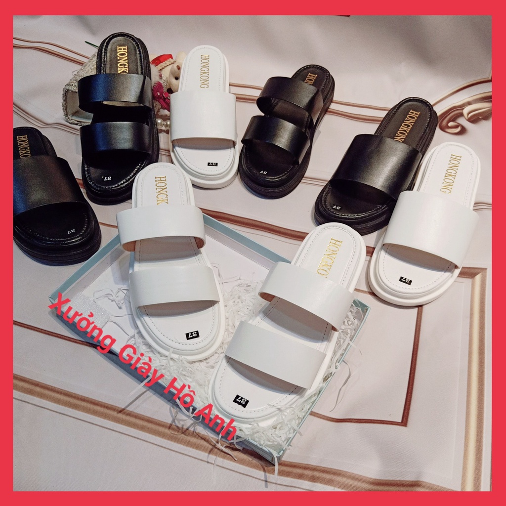 Dép Quai Ngang Dép Bánh Mì Nữ Da Mềm Trơn Đế PU 3-5P Siêu Nhẹ Trẻ Trung Tôn Dáng