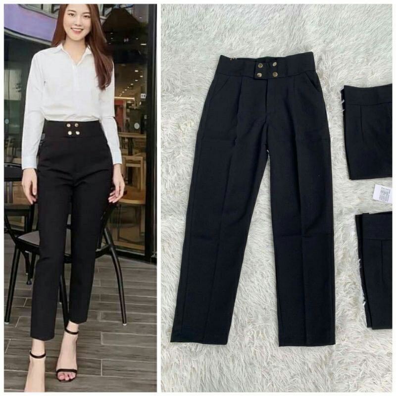 Quần Baggy Nữ Lưng Cao Chất Vitek Phối Cúc, Quần Baggy Công Sở | BigBuy360 - bigbuy360.vn