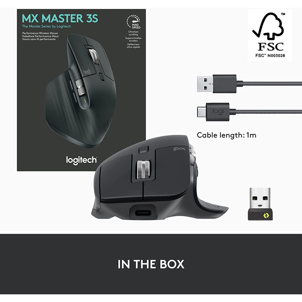 Chuột không dây Logitech MX Master 3S/ 3S For Mac Kết nối Bluetooth/ Usb Wireless, Darkfield chính xác cao,Pin sạc Li-Po