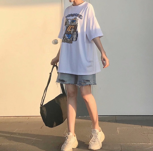 Quần short jeans rách unisex HOMIES phối tua rua gấu