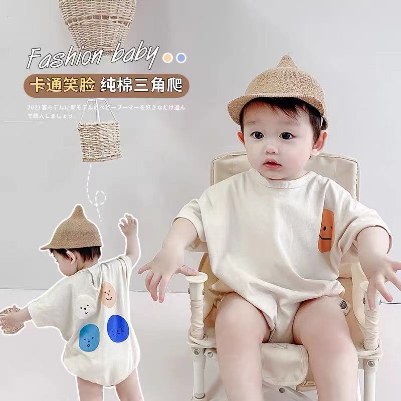 Bộ Áo Liền Quần Vải Cotton Tay Ngắn Thời Trang Mùa Hè Cho Bé Sơ Sinh