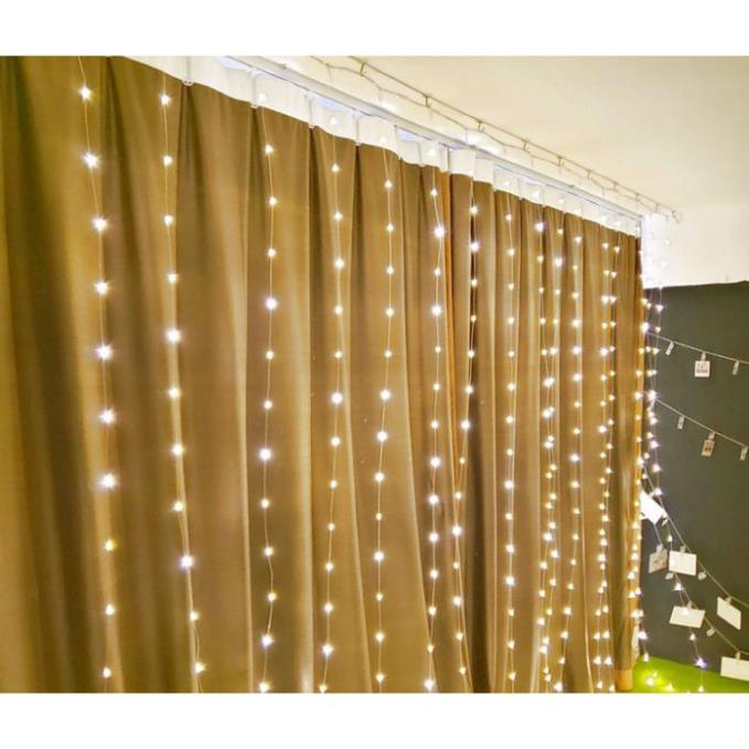 Đèn rèm led nháy hạt ngọc 3x2m, dây đèn trang trí ngoài trời, trong nhà
