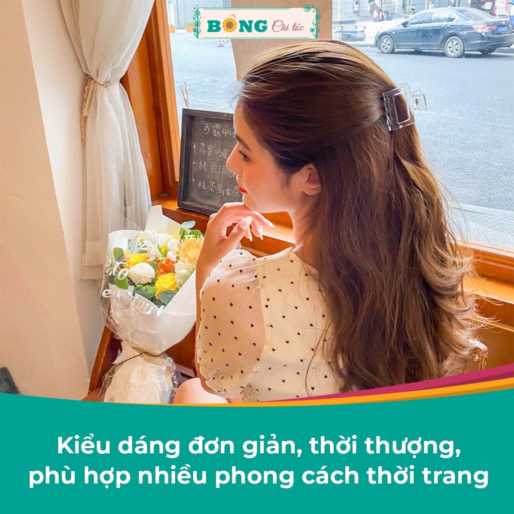 Kẹp càng cua chất liệu nhựa hình chữ nhật kích thước 5cm nhiều màu clear phong cách Hàn Quốc KN80 - kẹp tóc BÔNG Cài Tóc
