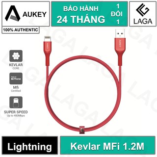 Cáp Sạc Aukey Lightning MFi Kevlar Braided Cable 480Mbps 1.2M CB-AKL1