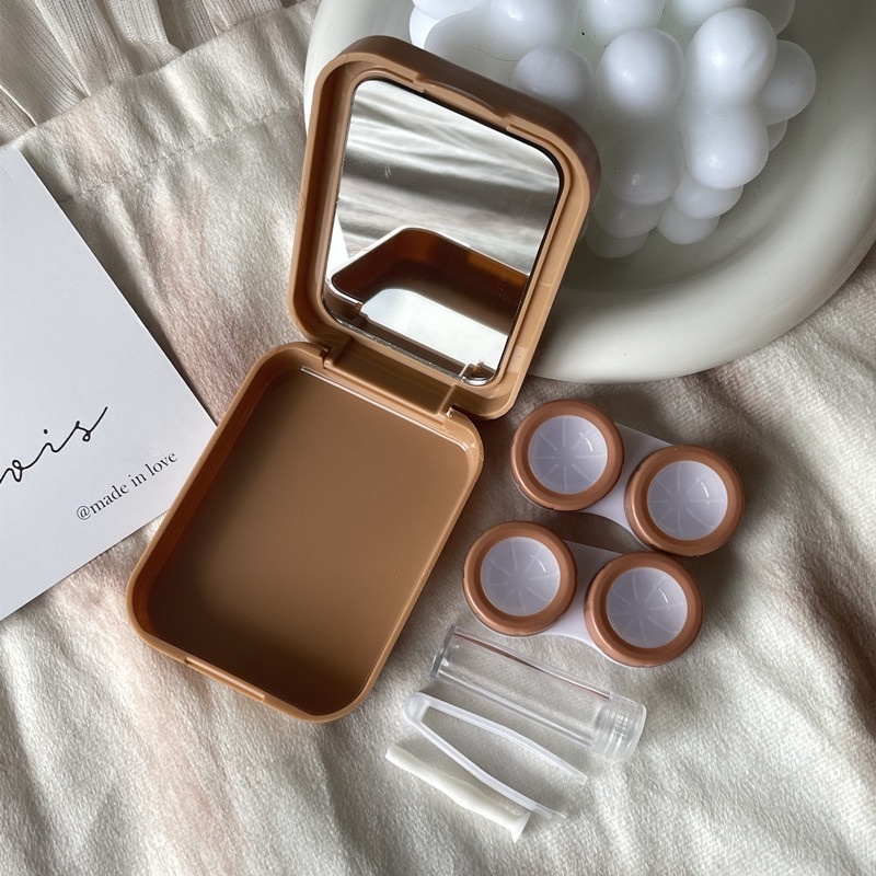 Khay Gương Mini 3D Gấu Thỏ Cute- Case Hộp Đựng Lens