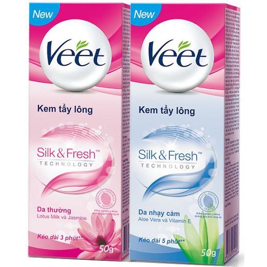 Kem tẩy lông Veet Hair Removal Cream SILK &amp; FRESH 50ml hàng công ty