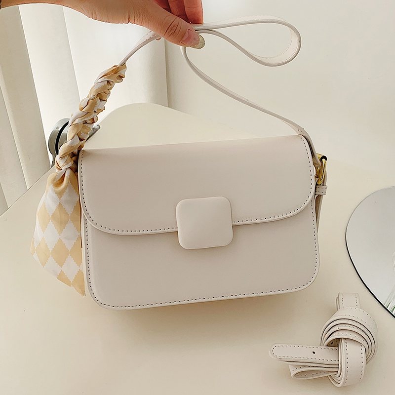 Túi da đeo chéo chữ nhật túi đeo vai nữ dáng trơn basic kèm dây lụa QH060 - Alicehousee