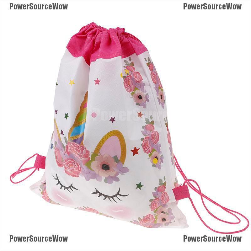 Balo Dây Rút In Hình Unicorn Dễ Thương Chất Liệu Polyester Kích Thước 25x25cm