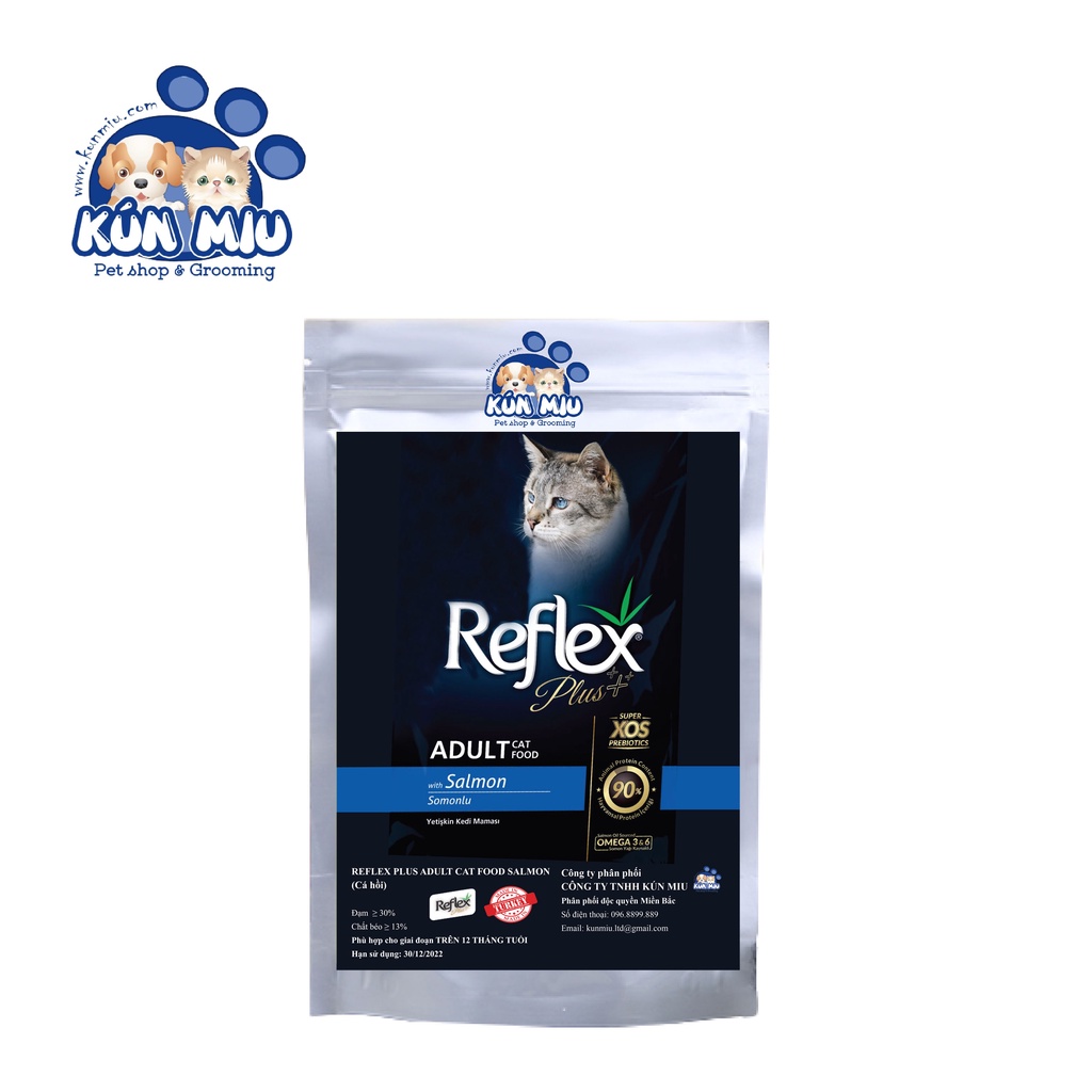 Combo thức ăn Royal Canin indoor 1kg và reflex plus adult cá hồi 500g