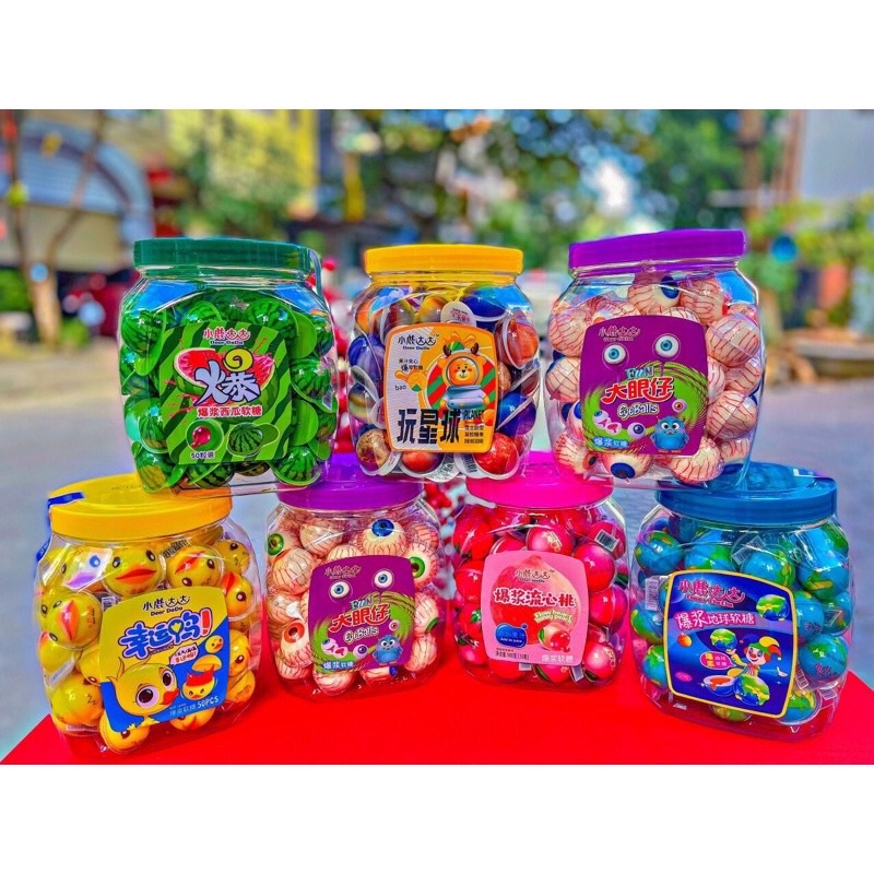 LẺ 1 VIÊN KẸO DẺO NHÂN CHẢY HÌNH DÂU TÂY