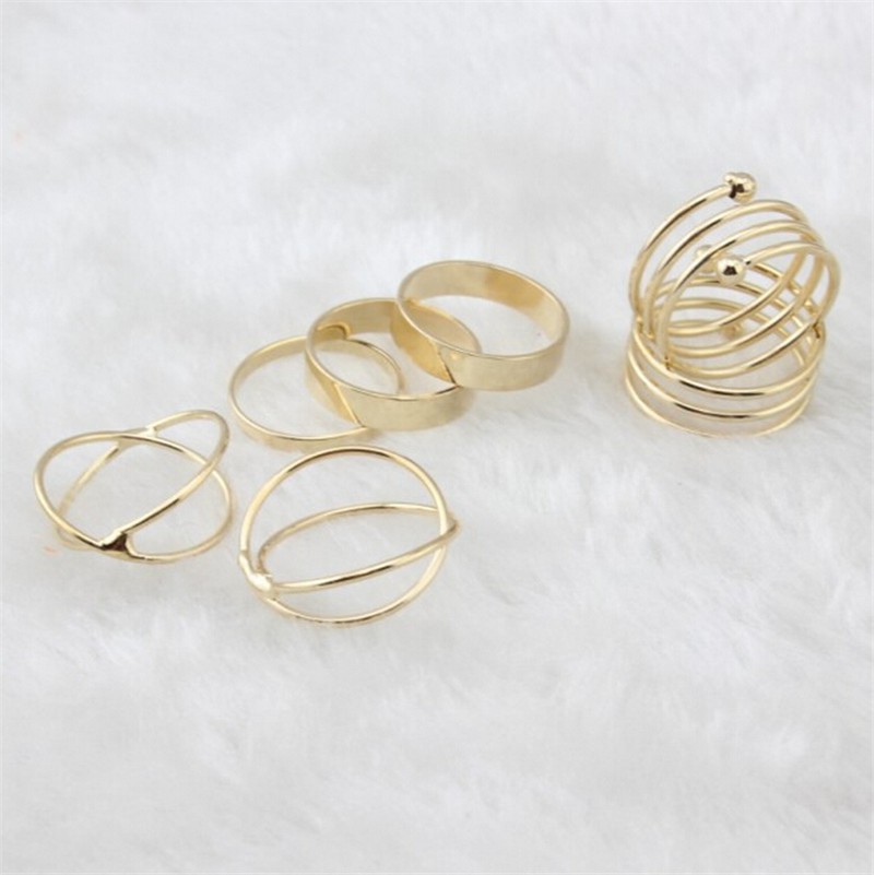 [springeven] Bộ 6 Nhẫn Hợp Kim Độc Đáo Phong Cách Punk Cho Nữ