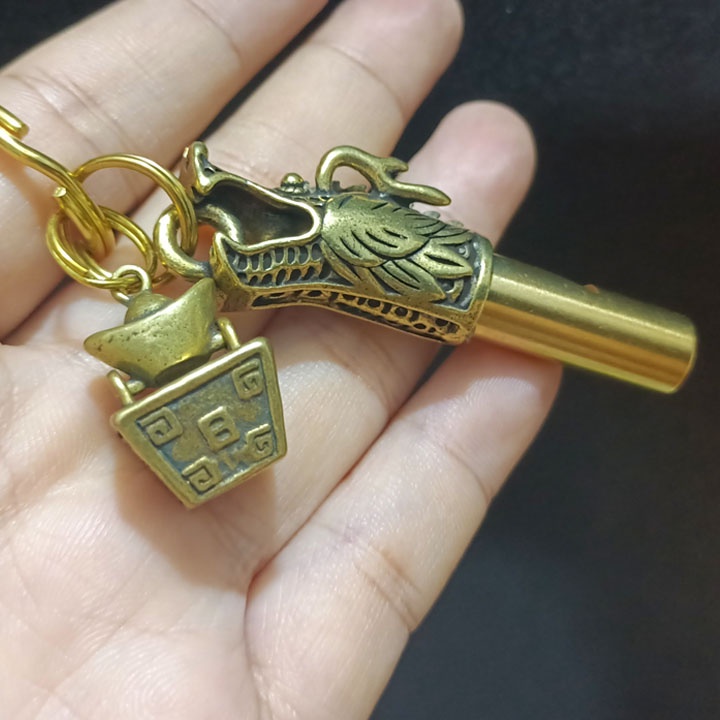 Móc khóa đồng thau vòng đeo tượng dây chuyền hình coi rồng-hình xu cọp-kỳ lân may mắn độc lạ phong cách bền bỉ đẹp.