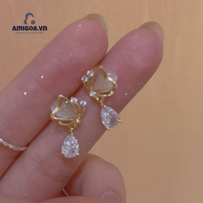 ✨✨Bông Tai Hình Bướm/ Giọt Nước Đính Đá Zircon Phong Cách Thời Trang Chất Lượng Cao Cho Nữ