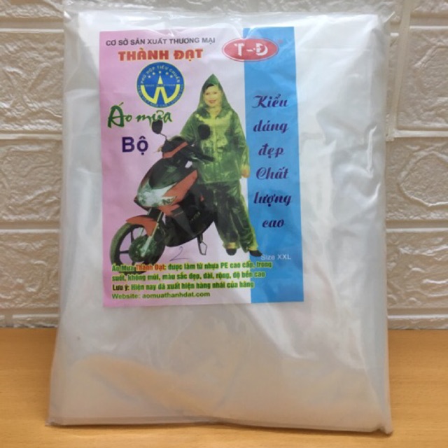 1 bộ quần áo mưa Thành Đạt màu trắng