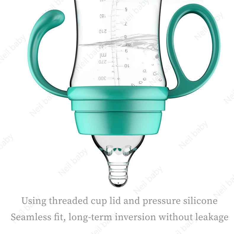 Bình Sữa Miệng Rộng Bằng Silicone Không Chứa BPA Kèm Ống Hút Cho Bé Sơ Sinh