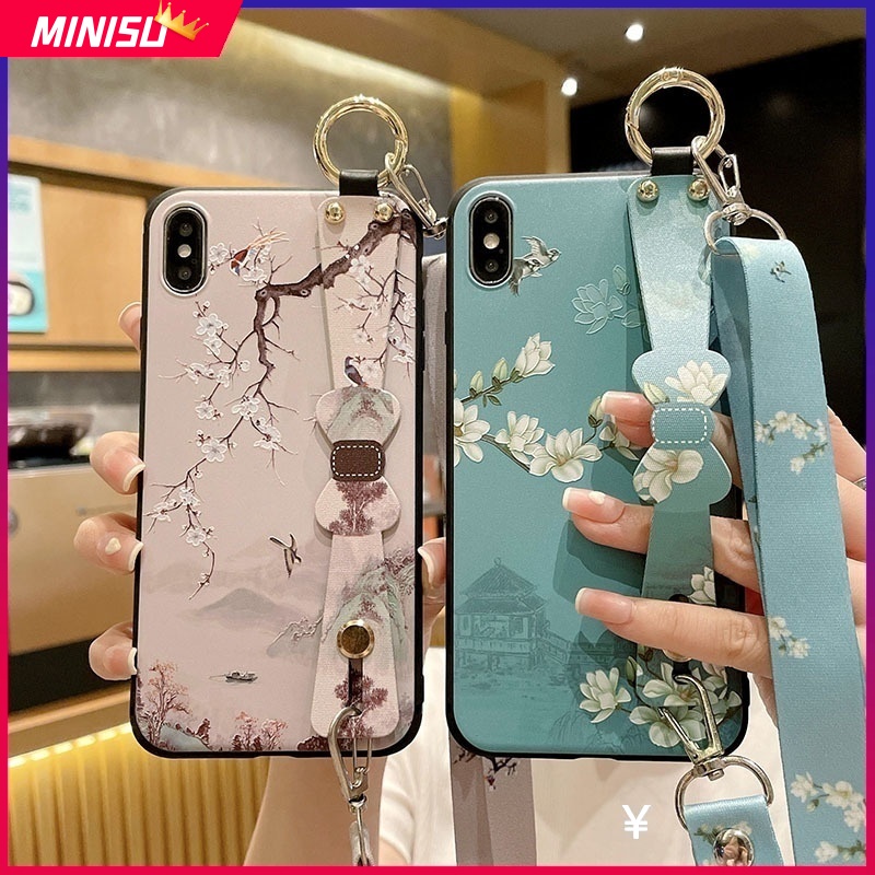 Ốp Điện Thoại Mềm Họa Tiết Hoa Vintage Có Dây Đeo Cho Samsung Note 10 10Plus 10Lite