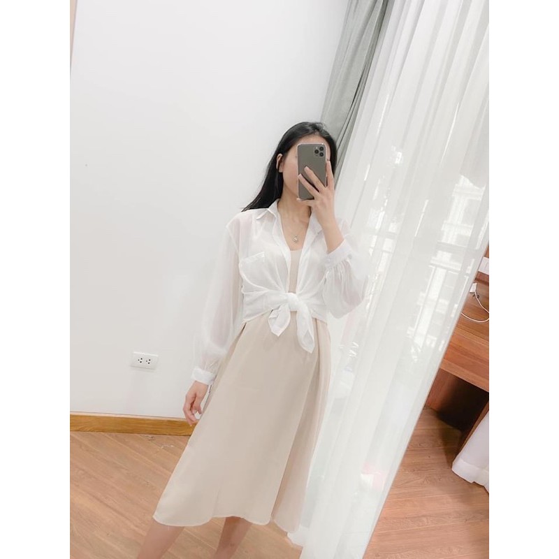 Áo sơ mi voan giấy nhiều màu Vintage