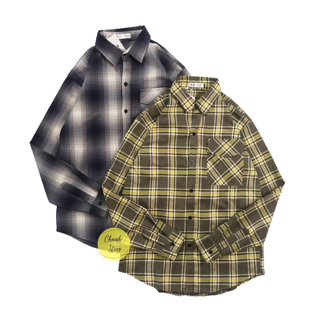 Áo Sơ Mi Flannel Nam Kẻ Caro Cao Cấp Dài Tay - Ảnh Thật