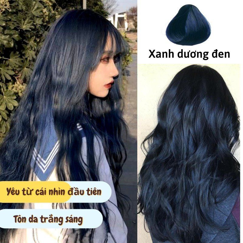 Thuốc Nhuộm Tóc Màu Xanh Đen 22.88888 Blue Black Hair Dye Cream Không Cần Tẩy