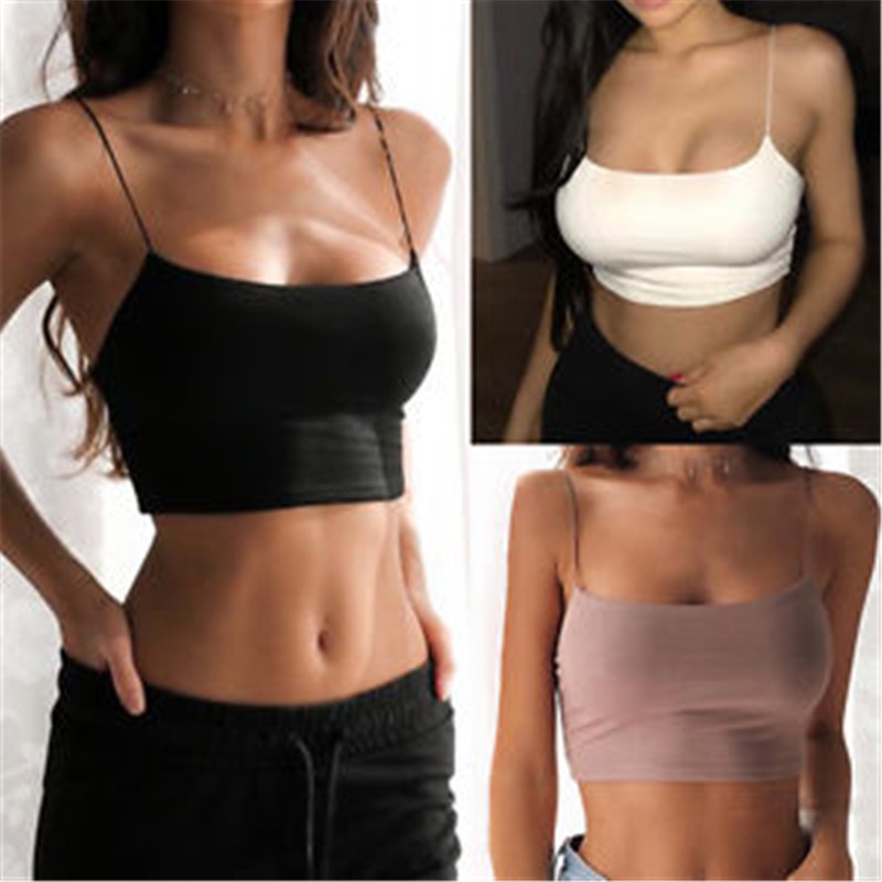 Mới Áo Croptop Hai Dây Màu Trơn Thời Trang Mùa Hè Quyến Rũ Cho Nữ