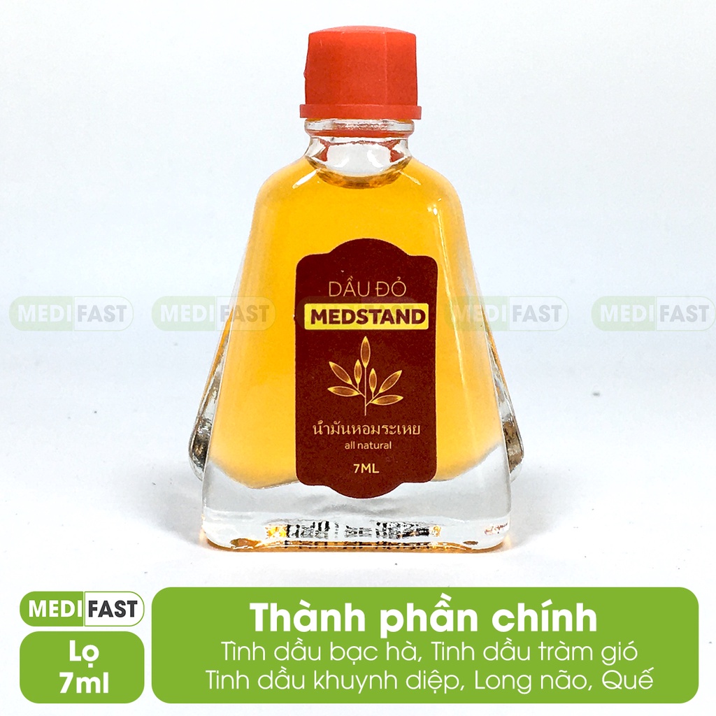 Dầu bôi giảm đau đầu, đau lưng, khi say tàu xe, cảm cúm - Dầu đỏ lọ 7ml từ tinh dầu bạc hà, khuynh diệp, quế