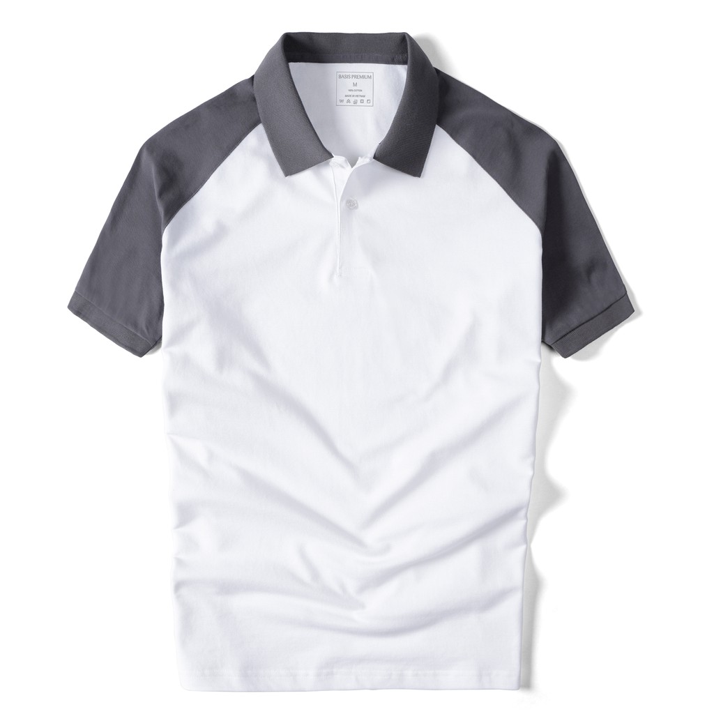 Áo thun Polo nam phối Raglan trẻ trung, thanh lịch, 100% cotton cá sấu Basis APL204 | BigBuy360 - bigbuy360.vn