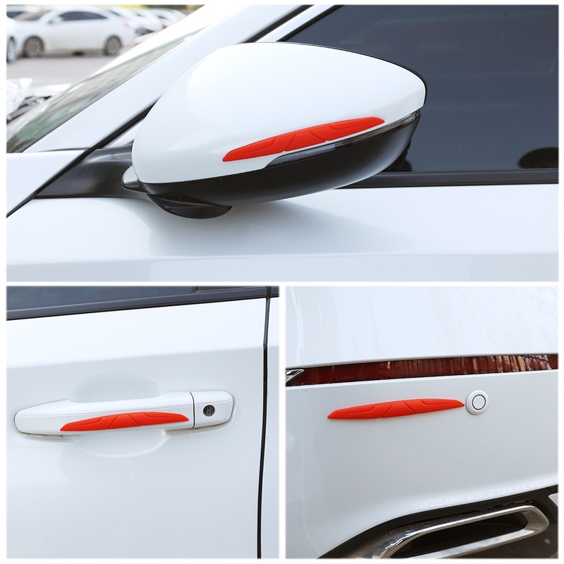 [4Pcs Set Scratch Protector Door Edge Guards][Auto Rearview Mirror Anti-collision Self Adhesive Car Stickers]