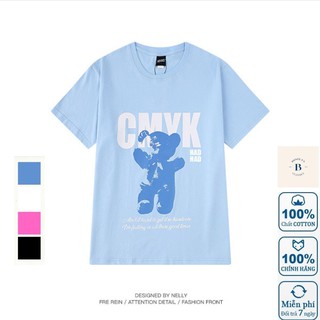 Áo thun NELLY chính hãng Cotton 100% Unisex ngắn tay , áo phông nam nữ phom rộng in hình Gấu có sẵn