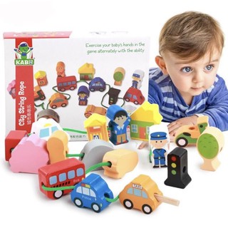 Giáo cụ montesorri - đồ chơi xâu chuỗi gỗ