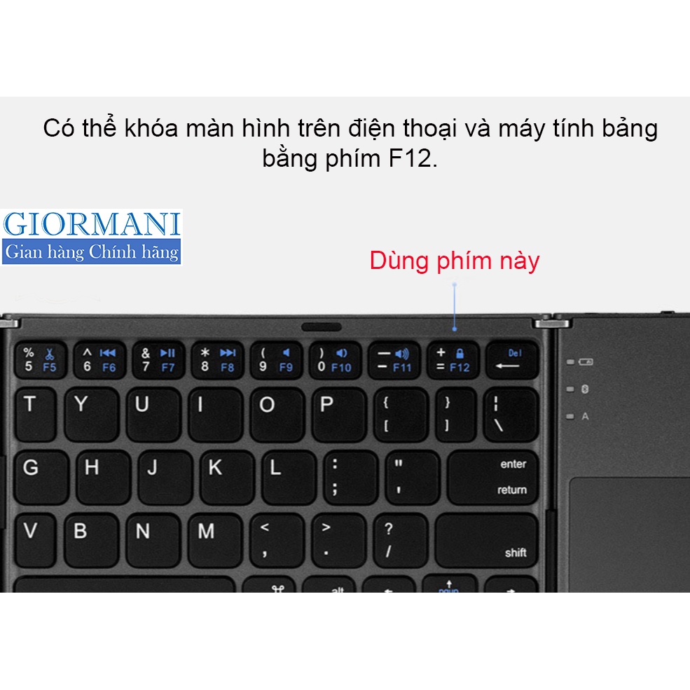 Bàn Phím Bluetooth mini gấp gọn + bàn di chuột cho Máy tính điện thoại AB33 - GIORMANI