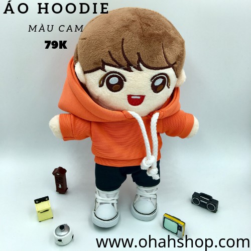 Outfit doll áo hoodie kèm quần đen