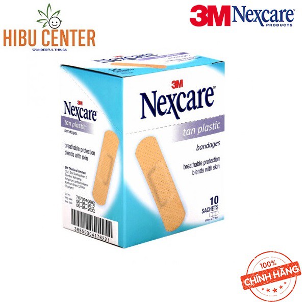 Hộp Băng keo cá nhân TAN 3M Nexcare 10 miếng/gói, 10 gói/hộp - XH002023378 – Hàng Chính Hãng - HIBUCENTER