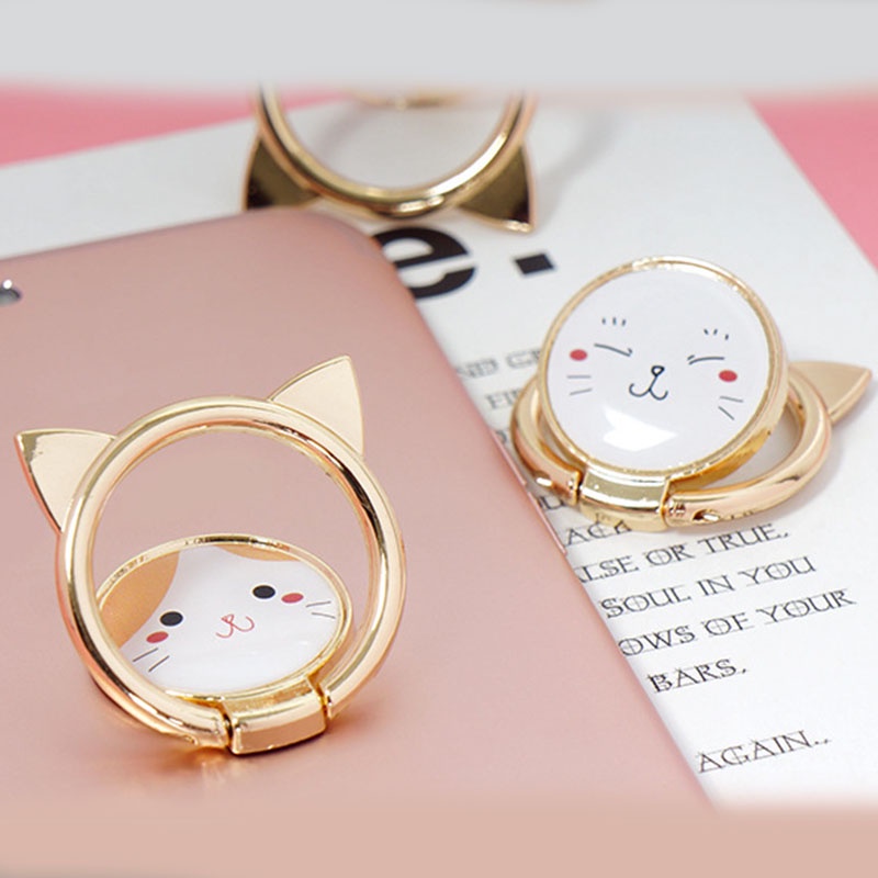 360 Đa Năng° Giá Đỡ Điện Thoại Bằng Kim Loại Hình Chú Mèo Dễ Thương Có Thể Xoay Được