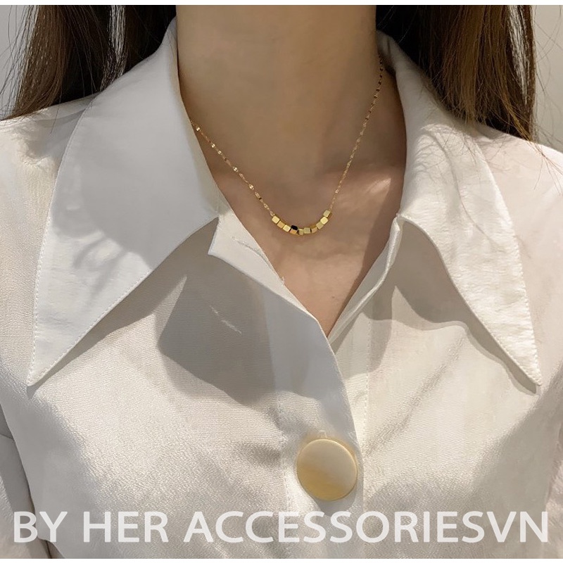 Dây chuyền nữ chuỗi hạt thanh lịch, vòng cổ mặt tròn đơn giản độc đáo Her Accessories C26