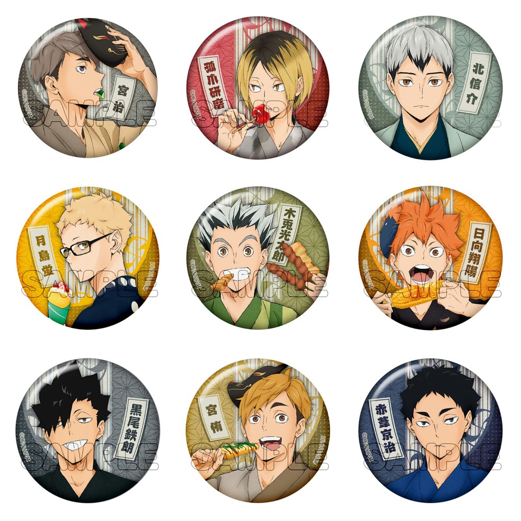 Huy hiệu cài áo IN HÌNH Haikyuu! Vua bóng chuyền ver lễ hội anime chibi xinh xắn dễ thương 01