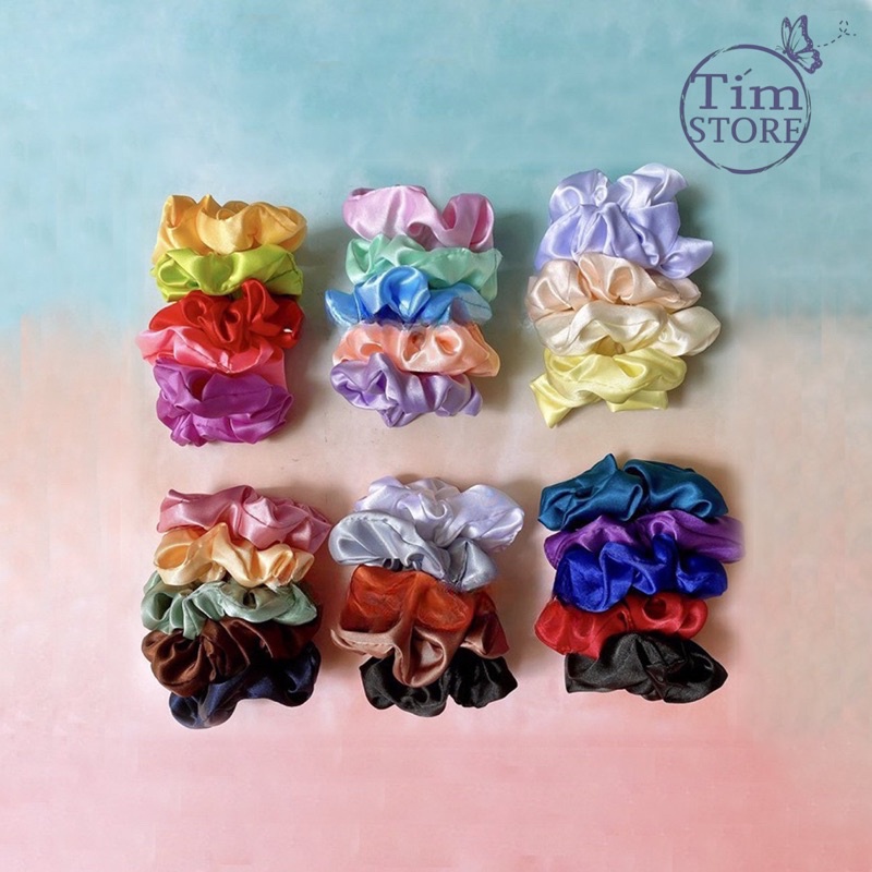 Dây cột tóc scrunchies satin bóng TÍM STORE đơn giản phong cách thời trang hàn quốc