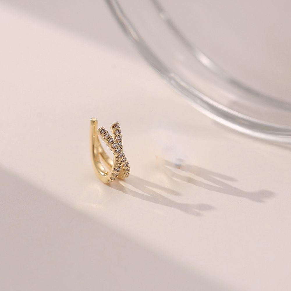 Khuyên Kẹp Vành Tai Hình Thánh Giá|Bông Tai Màu Sắc Đơn Giản Phong Cách Hàn Quốc