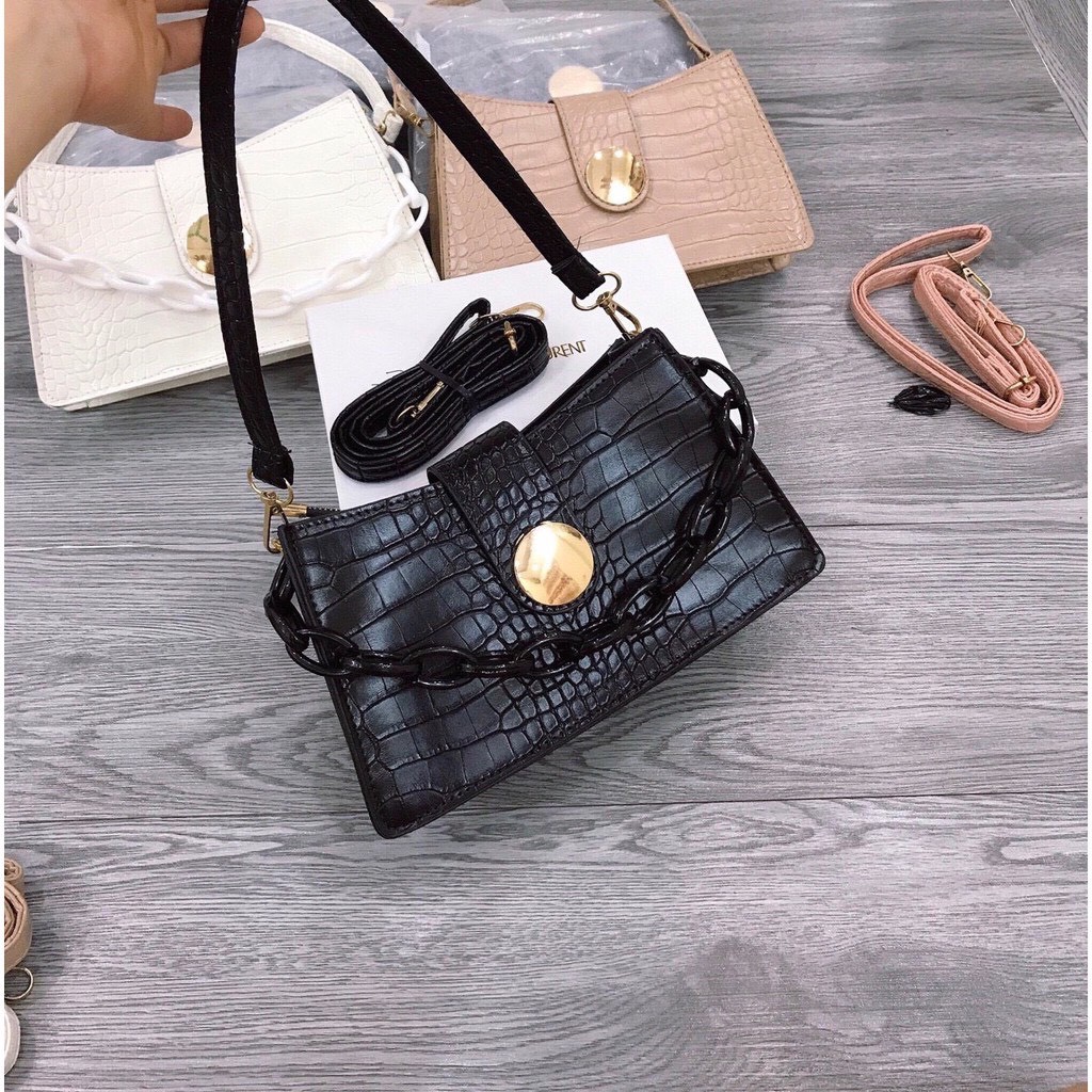 Túi Xách Kẹp Nách Da Rắn Dáng Thuyền Phối Xích, Túi Xách Nữ Dây Da Đeo Chéo Quảng Châu Siêu Hot - Chan Bag CB335