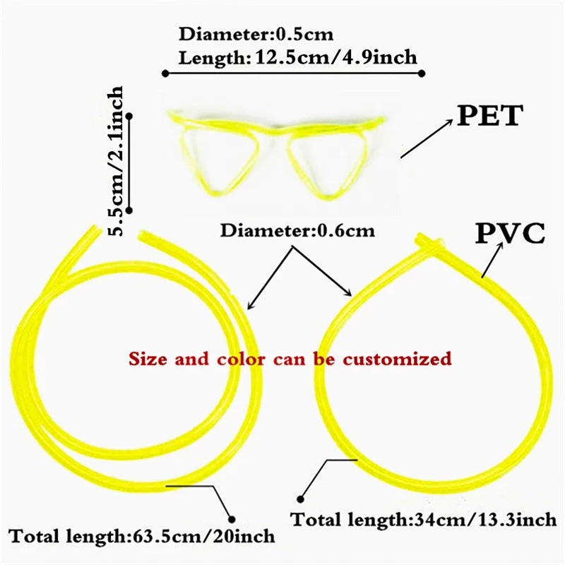 Ống hút uống nước hình mắt kính bằng PVC mềm dẻo vui nhộn dành cho trẻ em trong các bữa tiệc