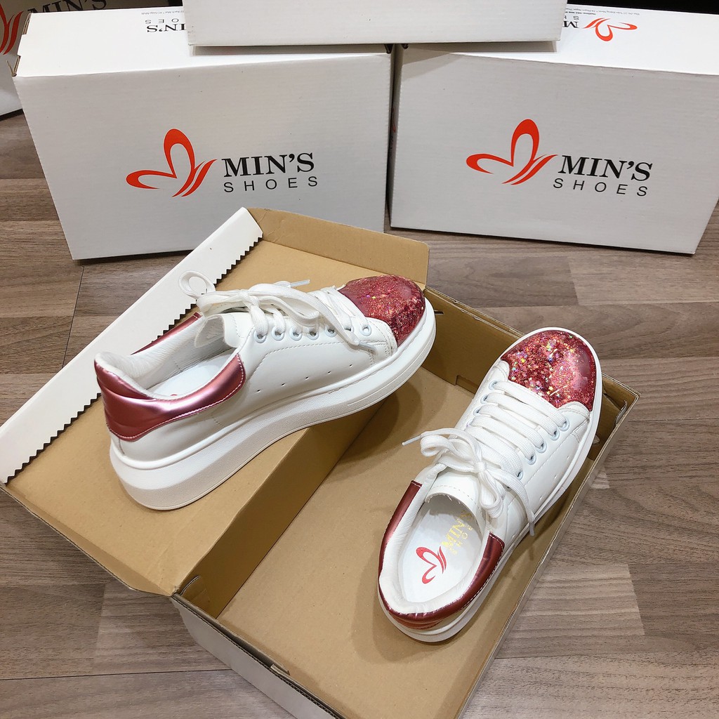 Min's Shoes - Sneakers Nữ TT66 Trắng gót hồng